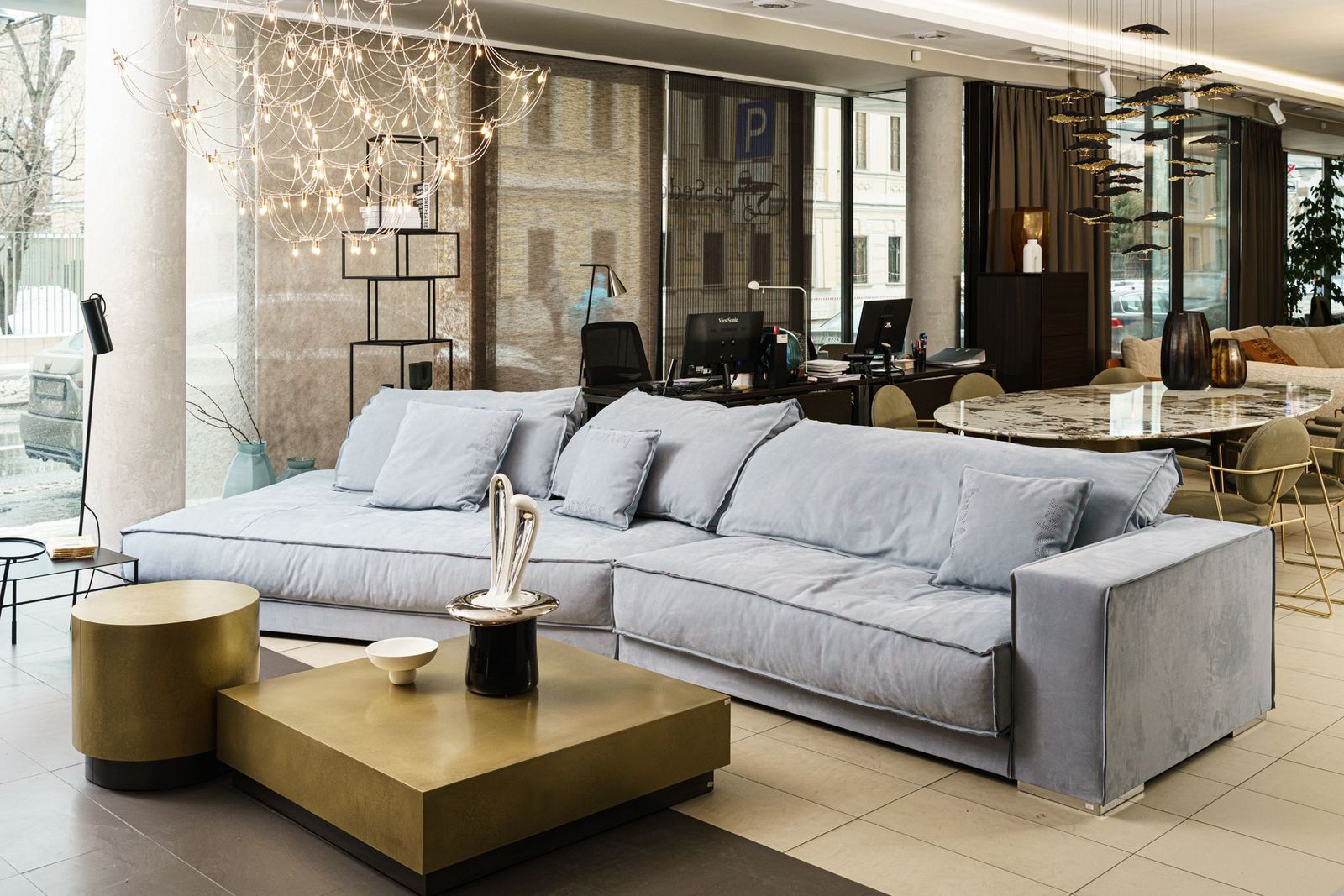 Baxter Диван Budapest Soft Kashmir Azure 430 от Baxter — в интерьере