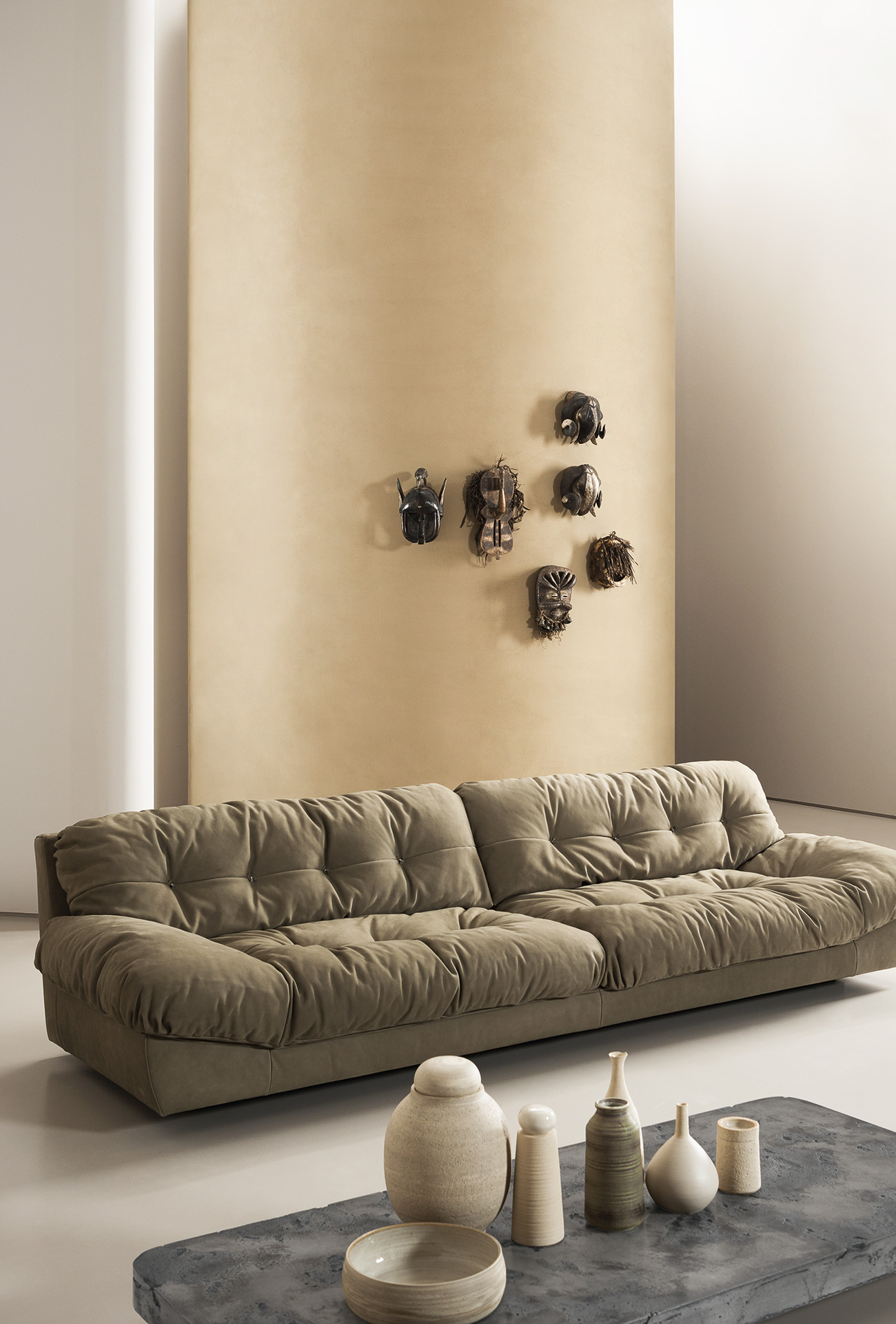 Baxter Диван трехместный Milano Kashmir Miel cat.A от Baxter — в интерьере