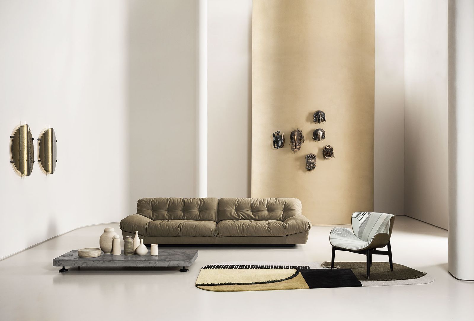 Baxter Диван трехместный Milano Kashmir Miel cat.A от Baxter — в интерьере