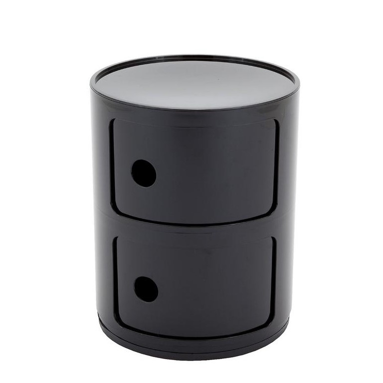 Kartell Прикроватная тумбочка Componibili Black (2 секции) Glossy / Matt от Kartell