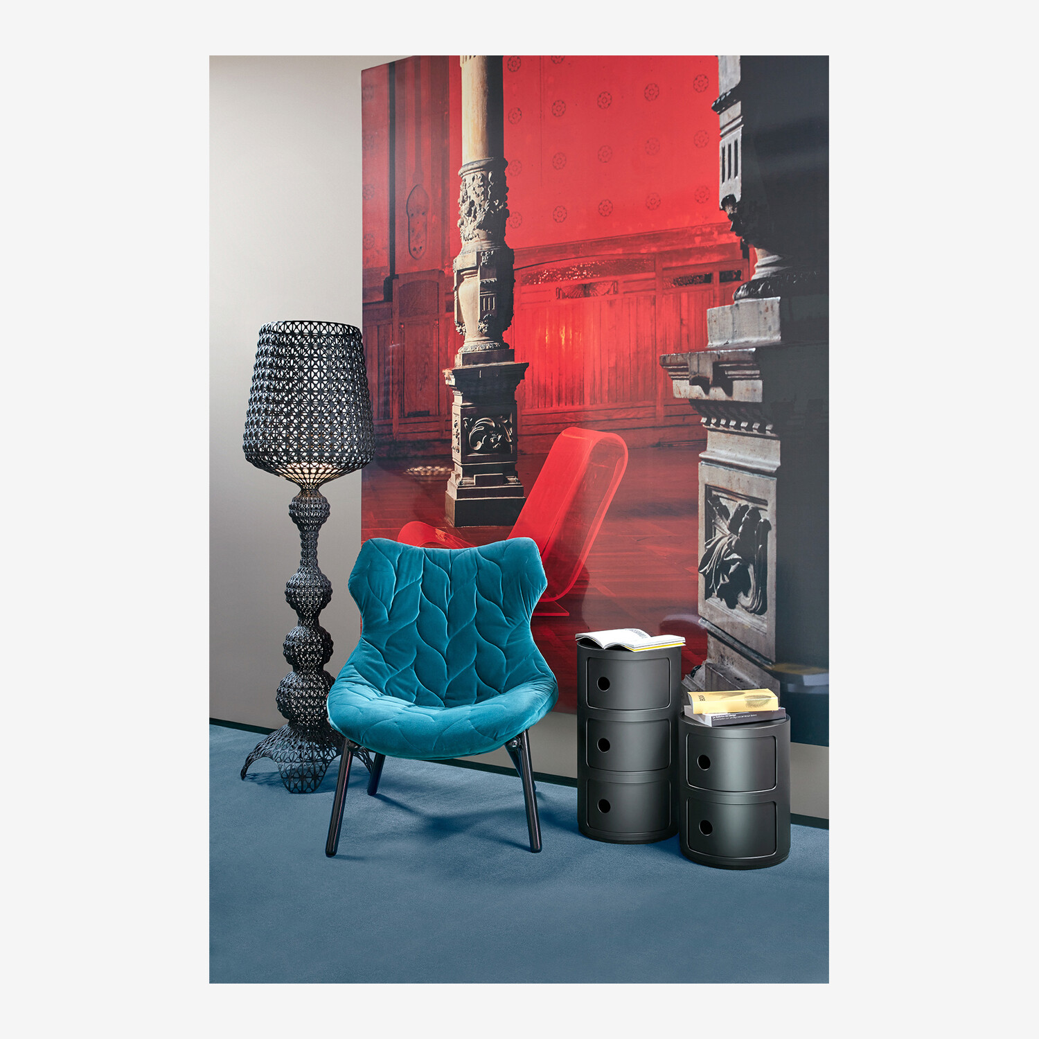 Kartell Прикроватная тумбочка Componibili Black (2 секции) Glossy / Matt от Kartell