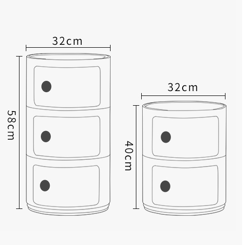 Kartell Прикроватная тумбочка Componibili Black (3 секции) Glossy / Matt от Kartell