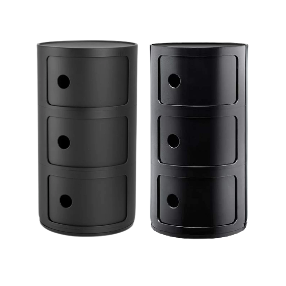 Kartell Прикроватная тумбочка Componibili Black (3 секции) Glossy / Matt от Kartell