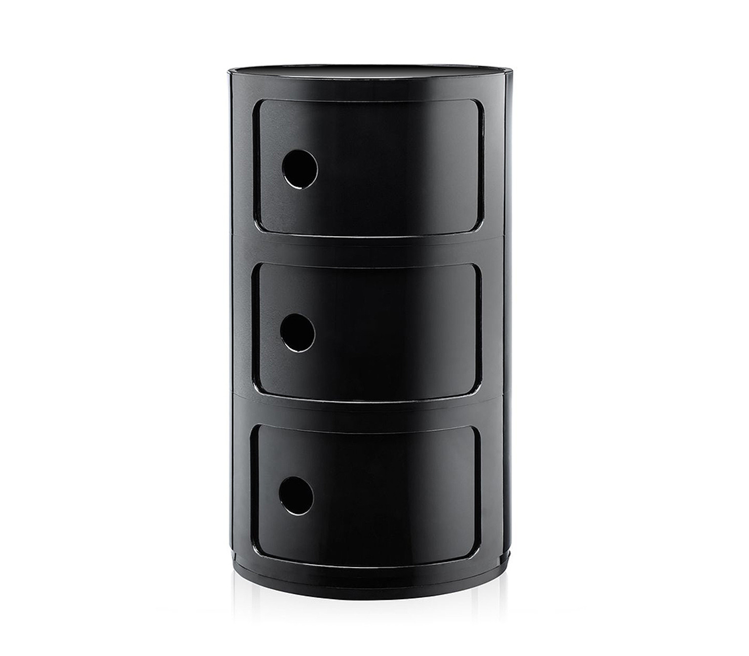Kartell Прикроватная тумбочка Componibili Black (3 секции) Glossy / Matt от Kartell