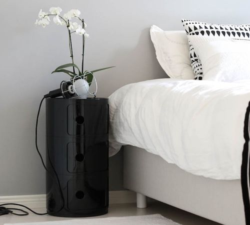 Kartell Прикроватная тумбочка Componibili Black (3 секции) Glossy / Matt от Kartell — в интерьере