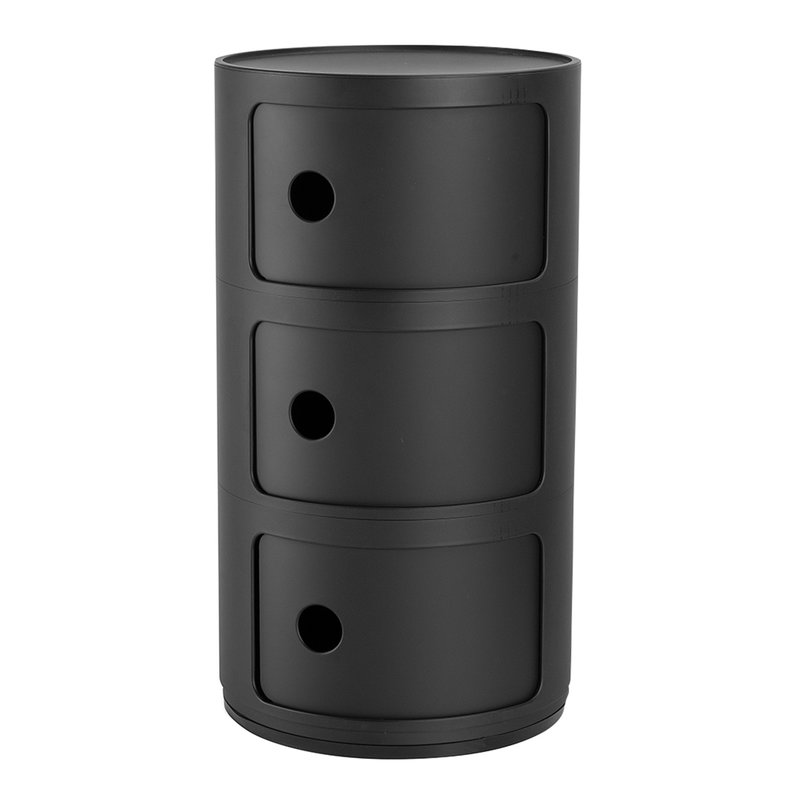 Kartell Прикроватная тумбочка Componibili Black (3 секции) Glossy / Matt от Kartell