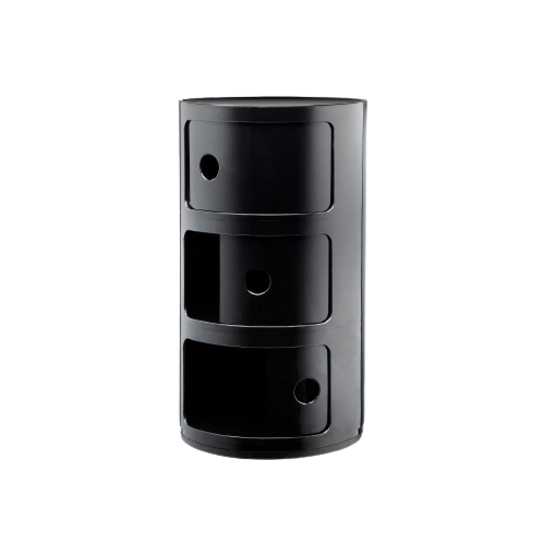 Kartell Прикроватная тумбочка Componibili Black (3 секции) Glossy / Matt от Kartell