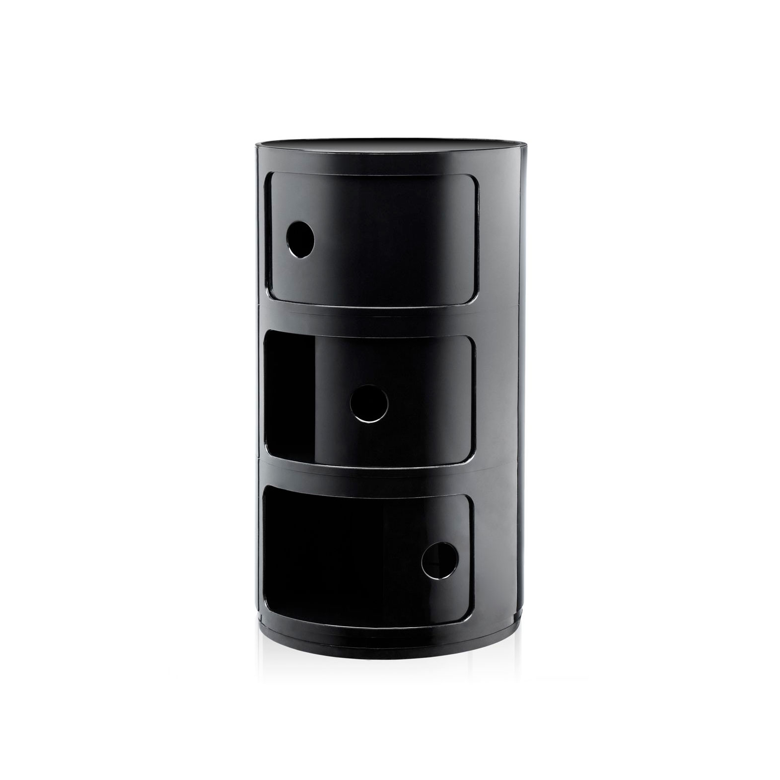 Kartell Прикроватная тумбочка Componibili Black (3 секции) Glossy / Matt от Kartell