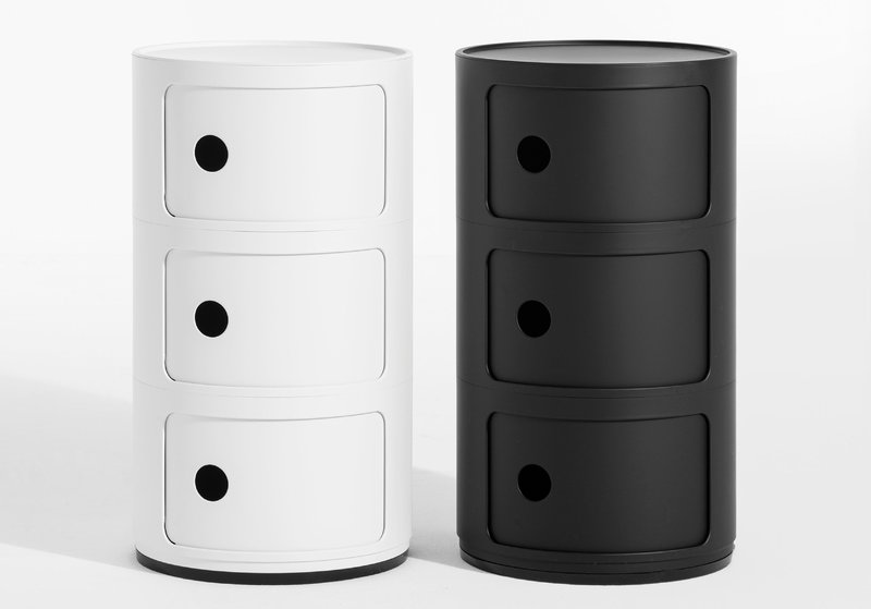 Kartell Прикроватная тумбочка Componibili Black (3 секции) Glossy / Matt от Kartell