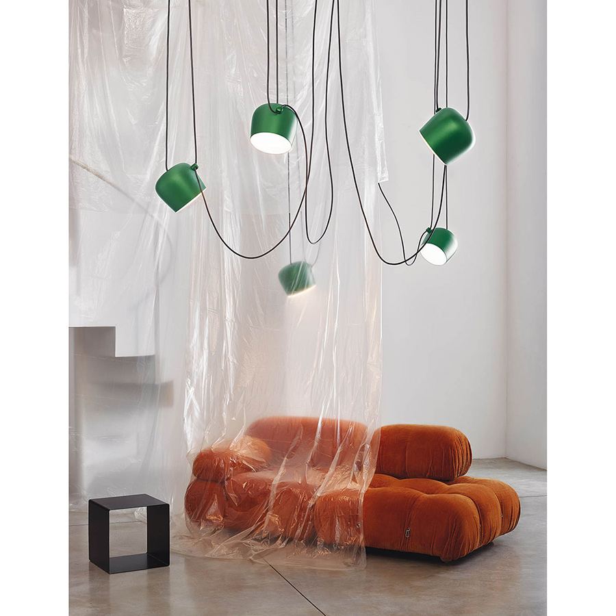 Flos Люстра из 3 подвесов AIM ivy anodized от Flos — в интерьере