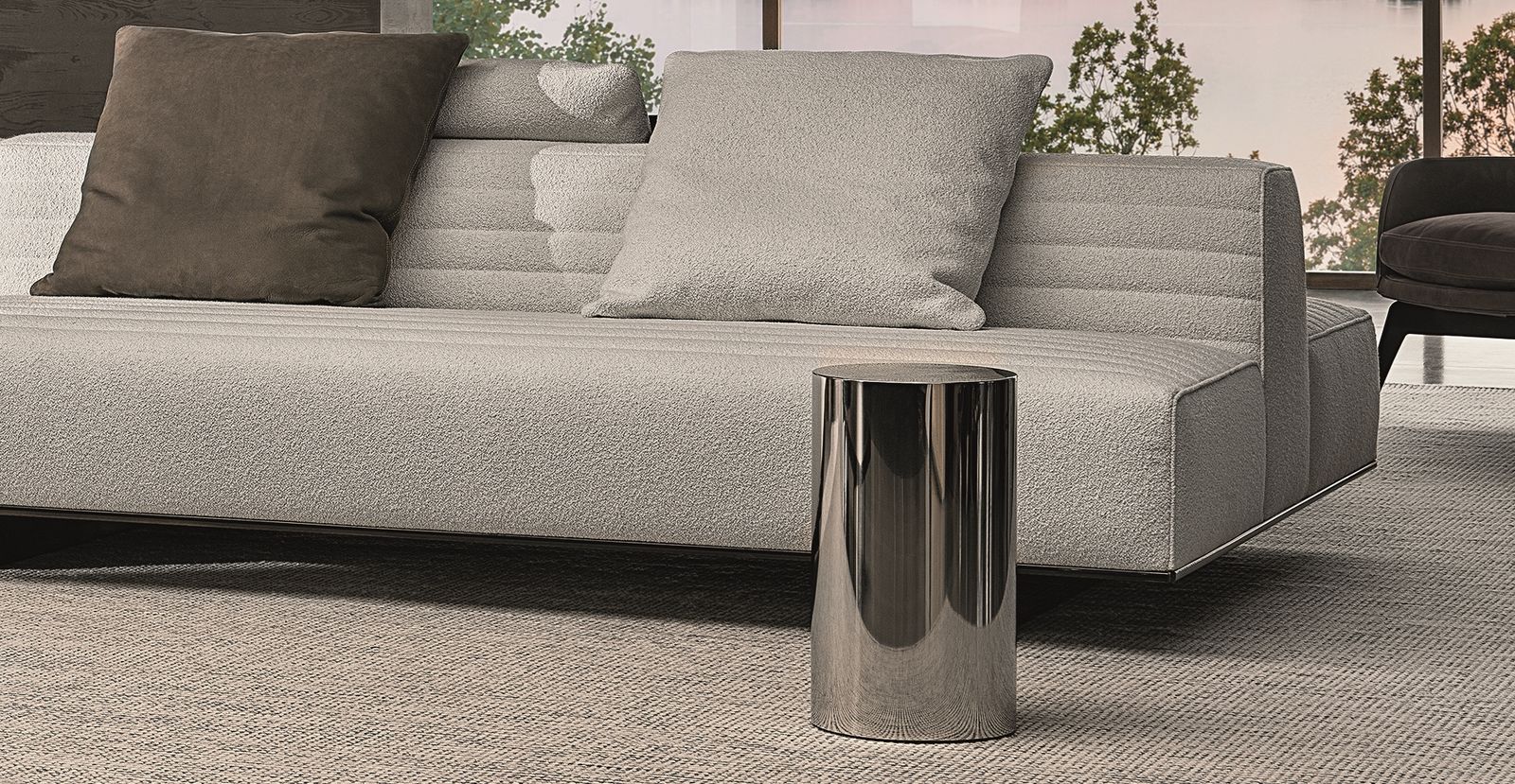 Minotti Журнальный столик Pilotis acciaio inox от Minotti — в интерьере