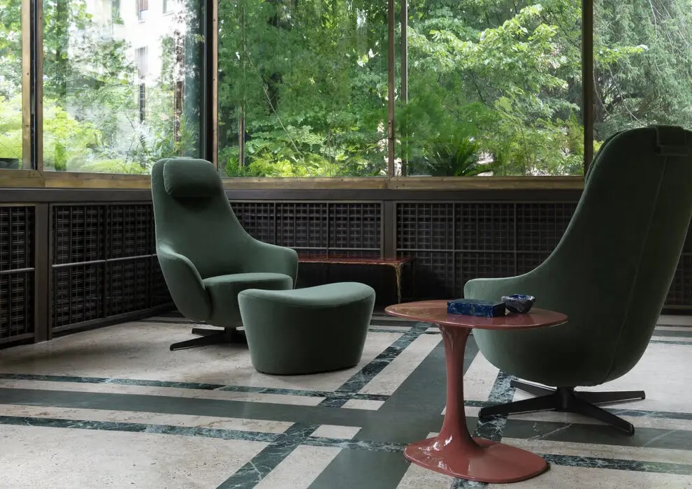 B&B Italia Кресло Harbor Laidback с пуфом от B&B Italia — в интерьере