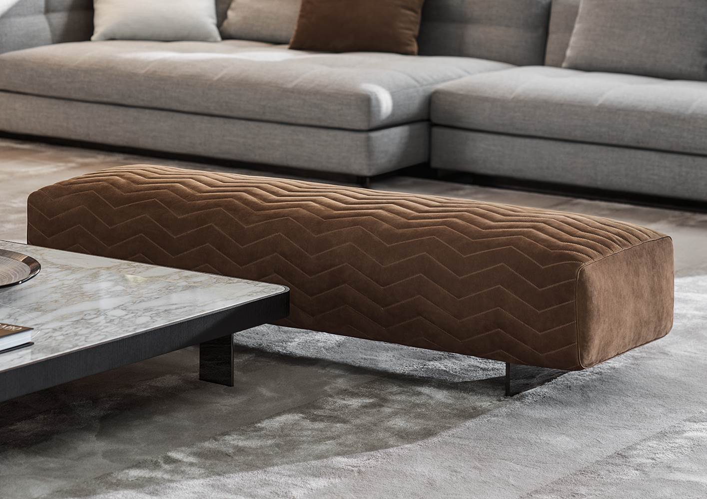 Minotti Банкетка Quincy Chevron от Minotti — в интерьере