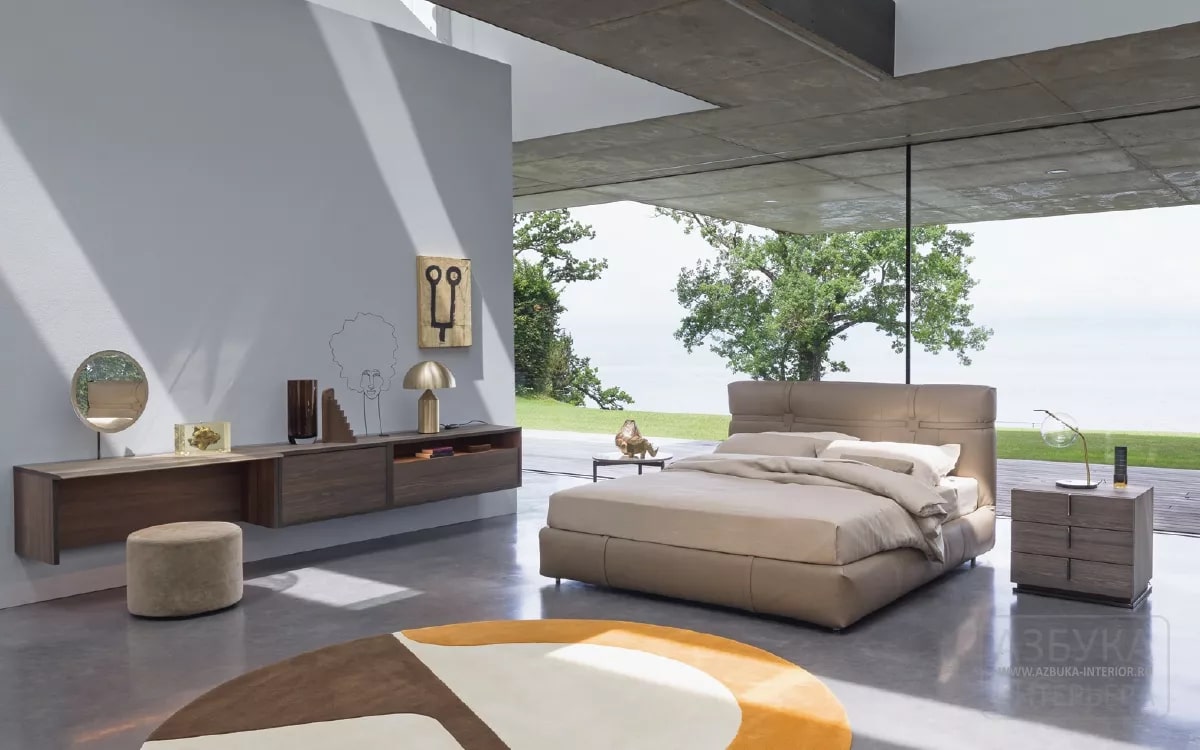 Flou Кровать New Bond Nabuk 88 от Flou — в интерьере
