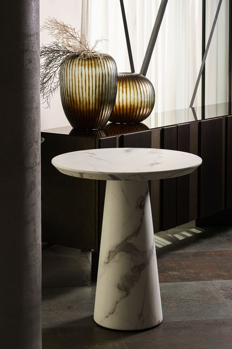 Polspotten Столик бистро Disc Marble Look White от Polspotten — в интерьере