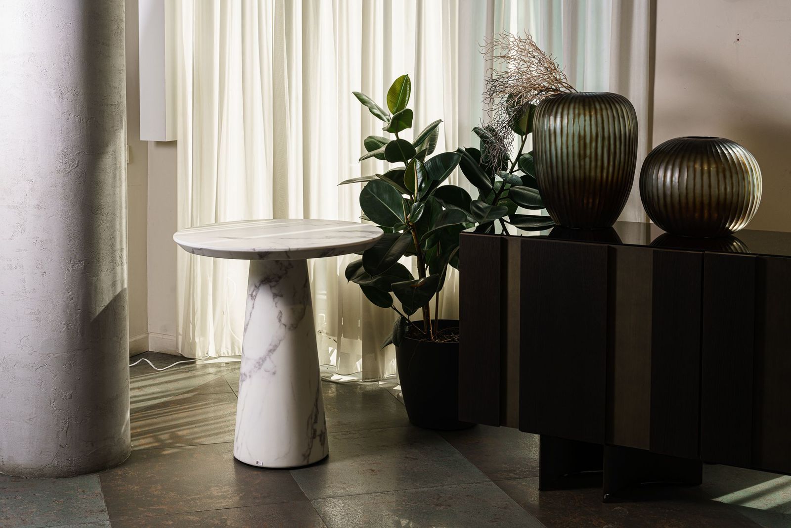 Polspotten Столик бистро Disc Marble Look White от Polspotten — в интерьере