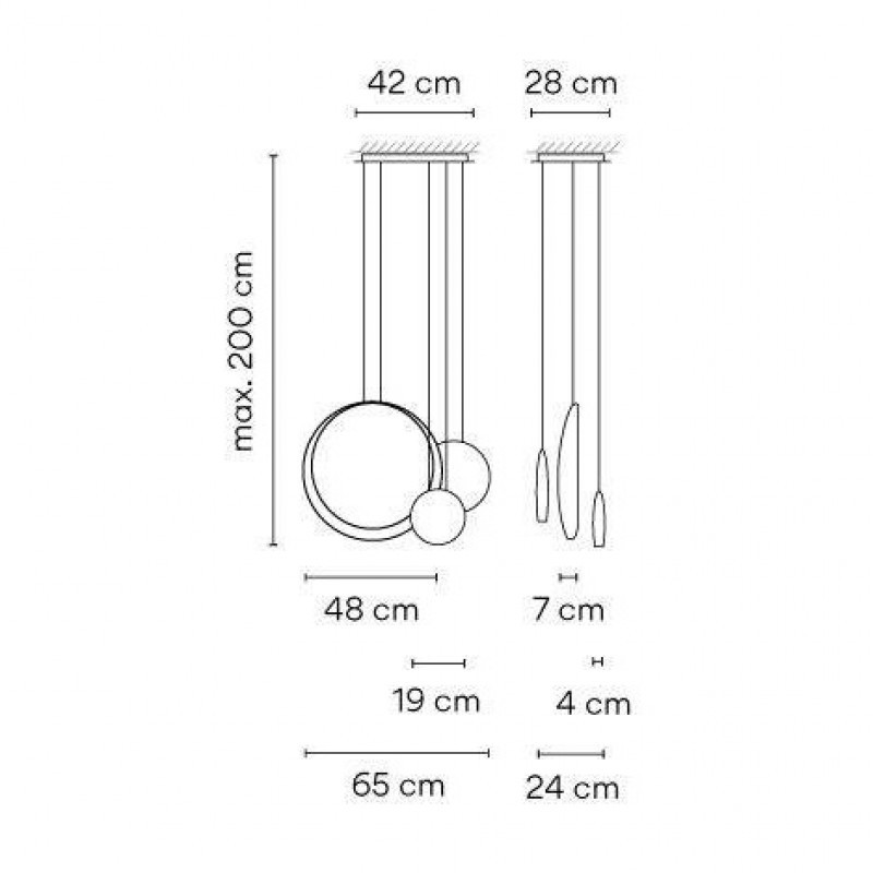 Vibia Подвесной светильник Cosmos 3 подвеса 2511 Light Grey от Vibia