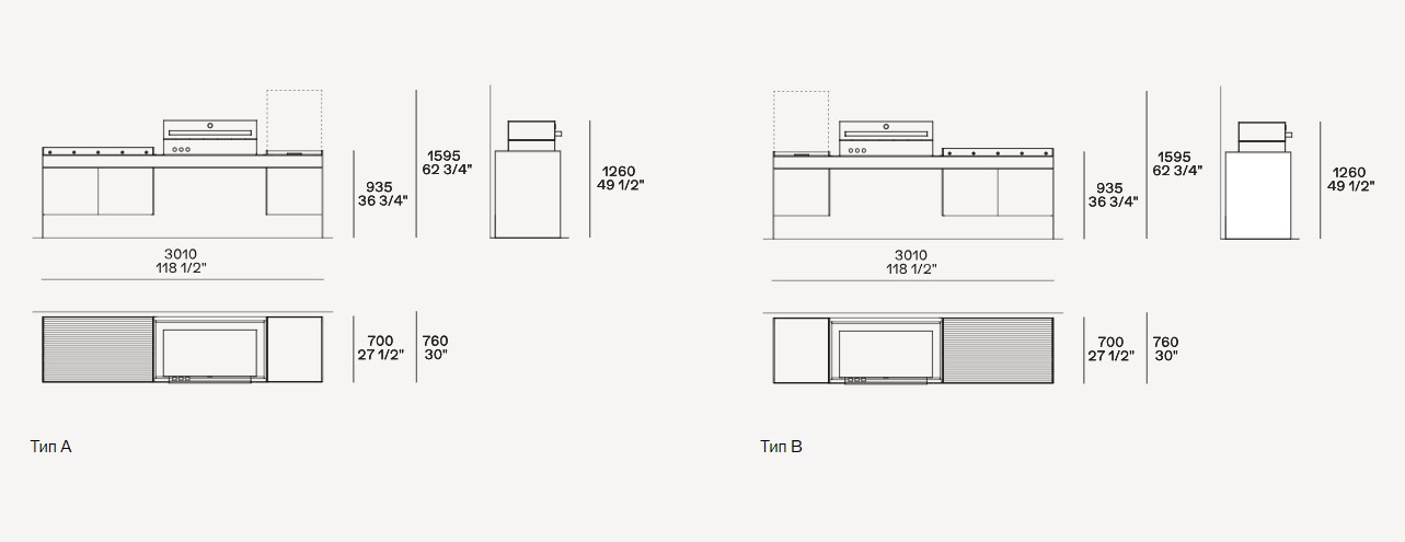 Poliform Кухня для улицы с барбекю и грилем Land от Poliform