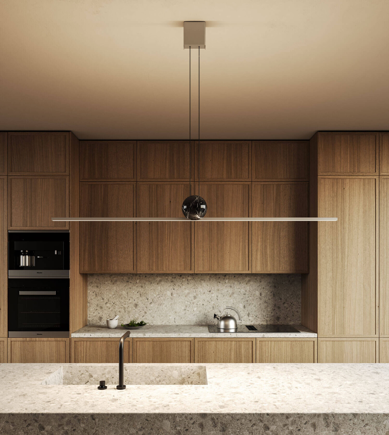 Italamp Люстра Regolo 8146/SG Warm grey / Black Marquina от Italamp — в интерьере
