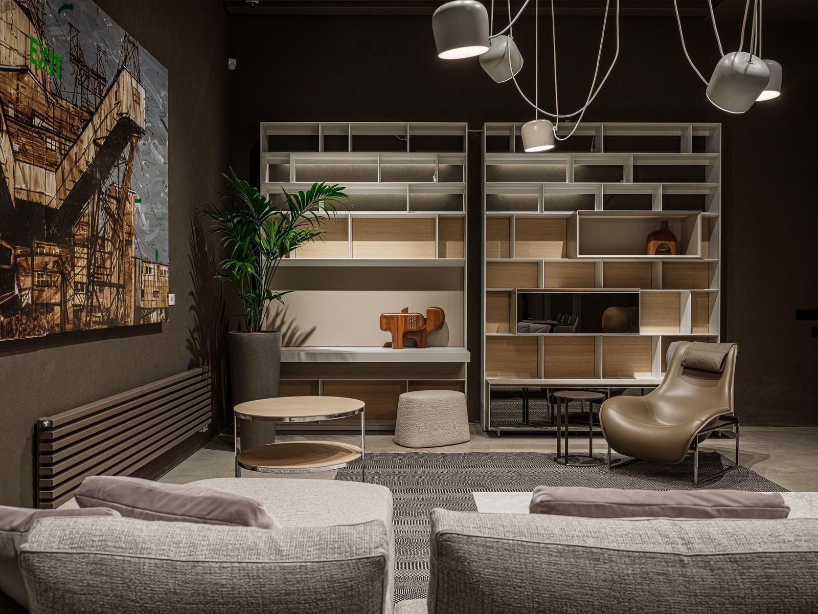 B&B Italia Композиция стеллажей с зоной под ТВ Flat.C от B&B Italia — в интерьере
