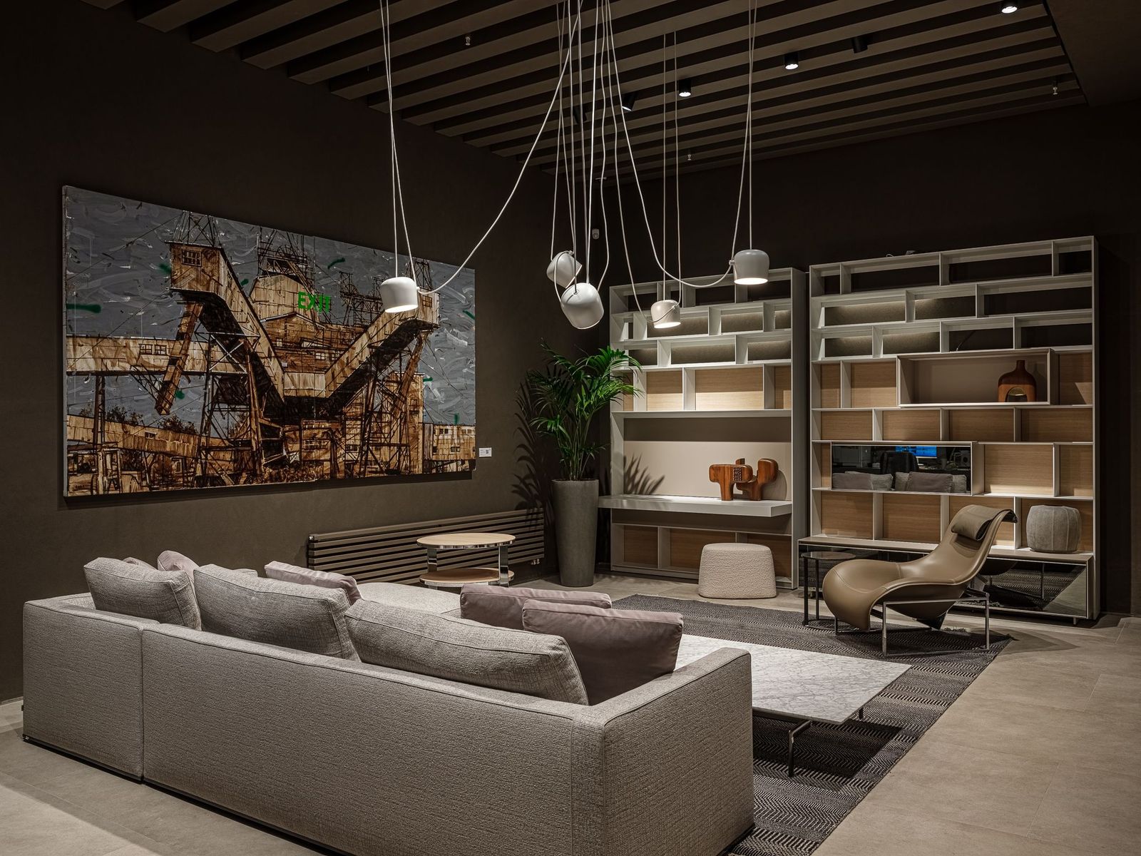 B&B Italia Композиция стеллажей с зоной под ТВ Flat.C от B&B Italia — в интерьере