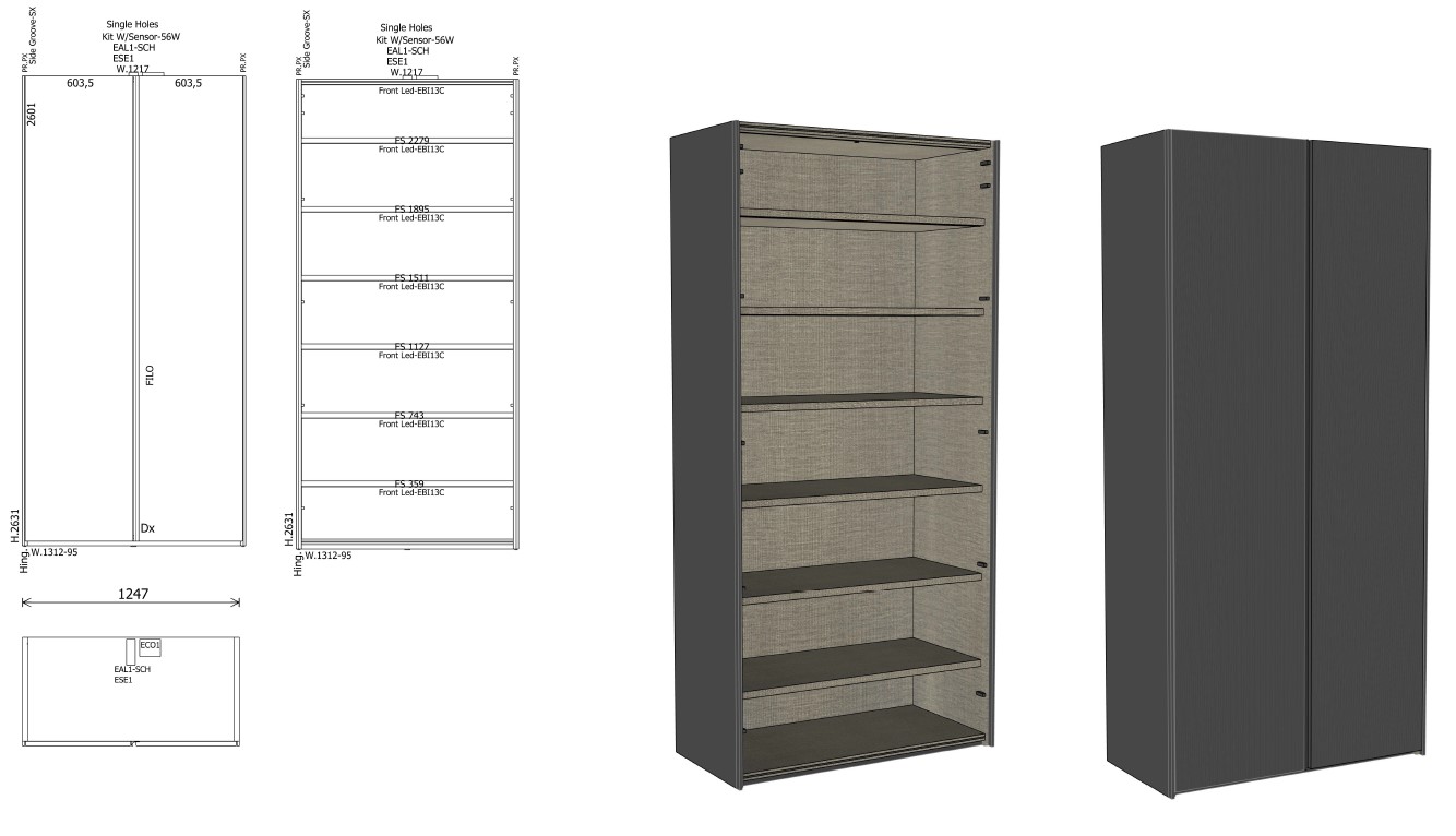 Molteni&C Двустворчатый шкаф распашной Gliss Master Tatami Grey от Molteni & C