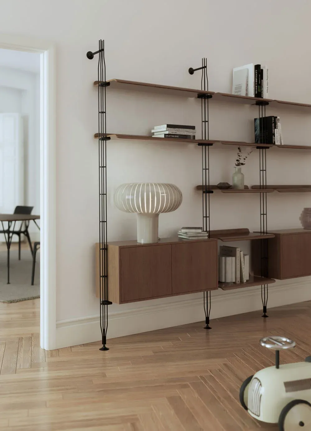 Kartell Стеллаж Adam wood with container ASH Black/Black от Kartell — в интерьере