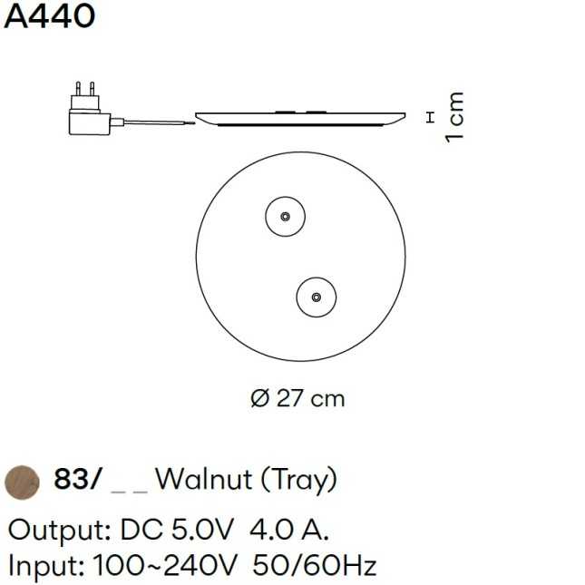 Vibia Зарядная станция для настольных ламп Africa Walnut A440 от Vibia