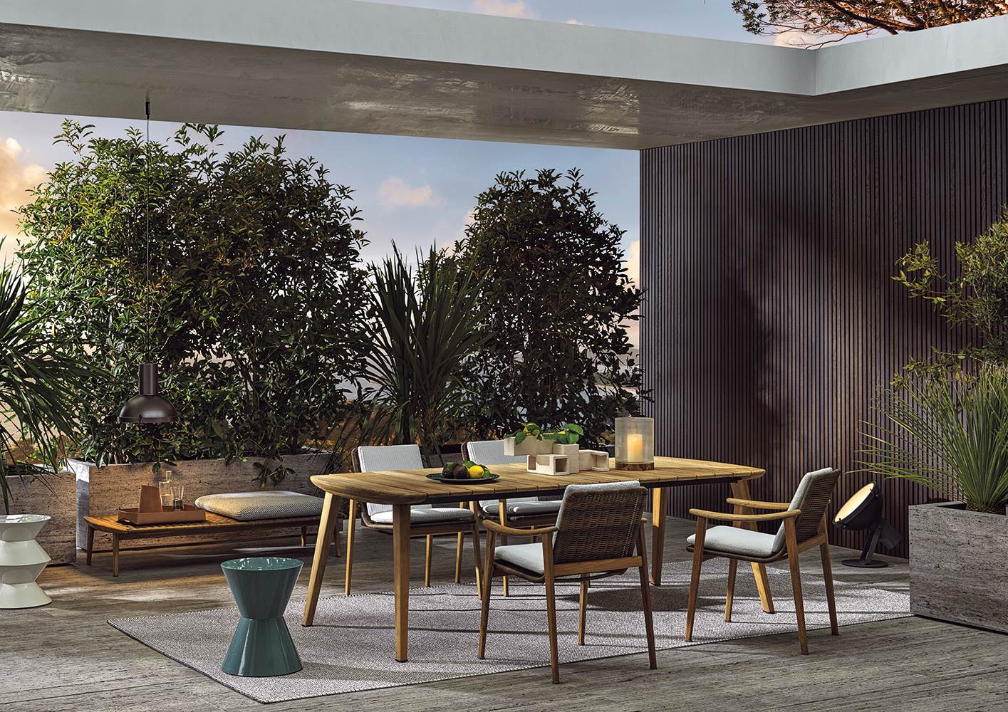 Minotti Уличный стул с подлокотниками Fynn "Outdoor" от Minotti — в интерьере