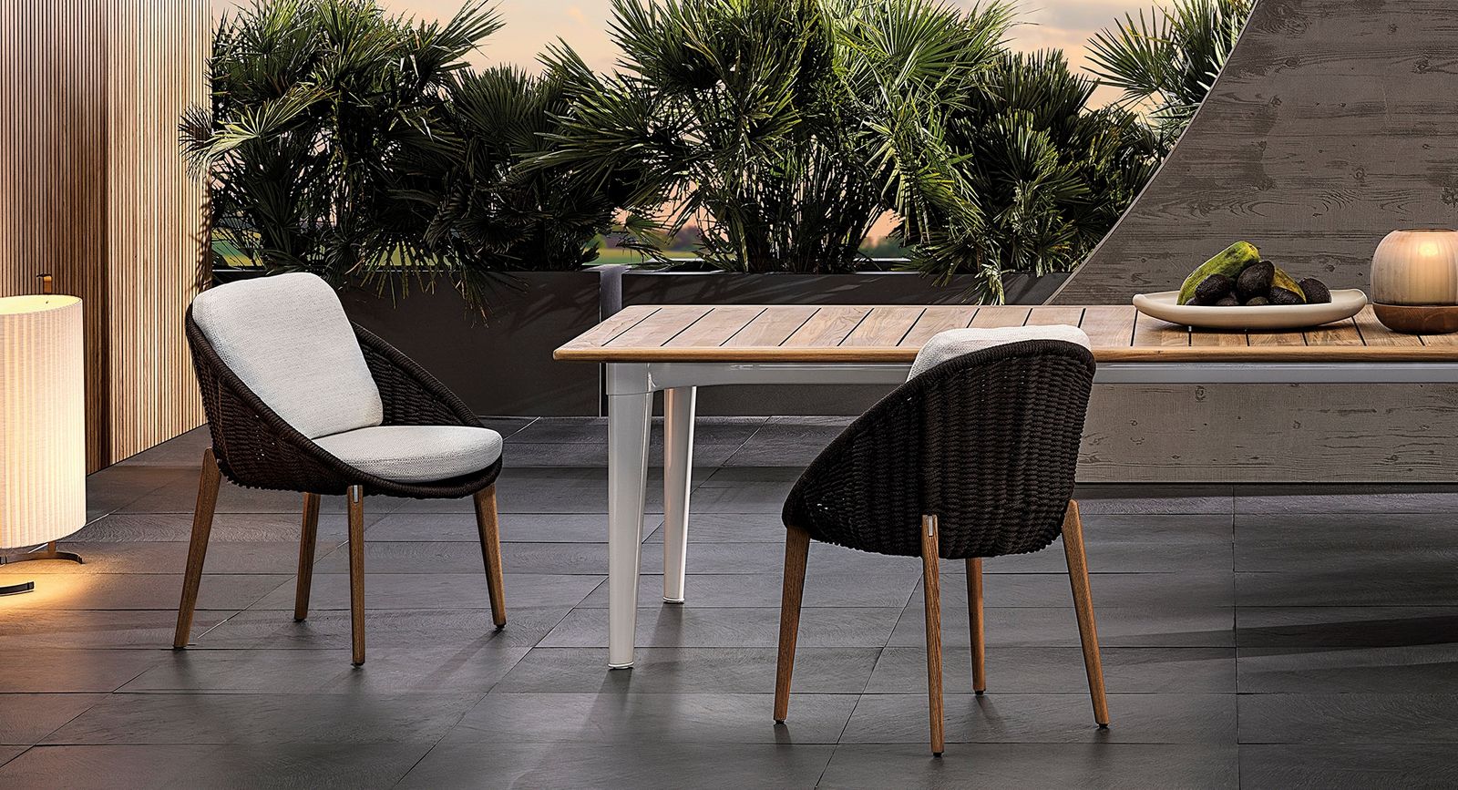 Minotti Уличный стул с подлокотниками Lido "Cord" Outdoor Dining от Minotti — в интерьере