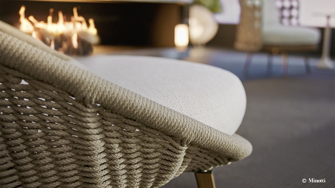 Minotti Уличный стул с подлокотниками Yoko "Cord" Outdoor Dining от Minotti — в интерьере