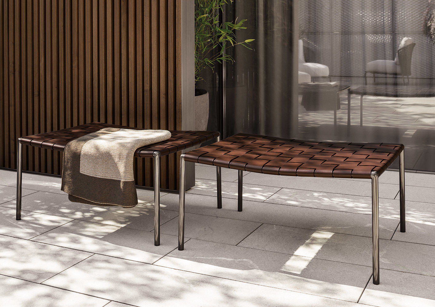 Minotti Банкетка Klasen "Outdoor" от Minotti — в интерьере