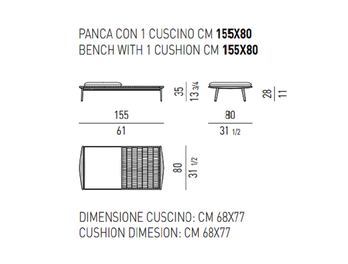 Minotti Банкетка Fynn "Outdoor" от Minotti