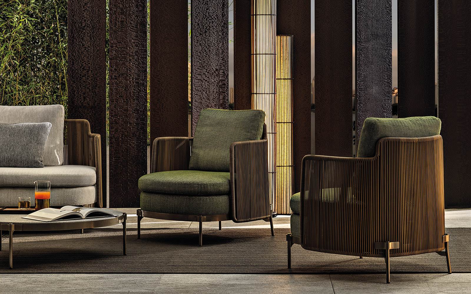 Minotti Уличное кресло Tape "Cord" Outdoor от Minotti — в интерьере