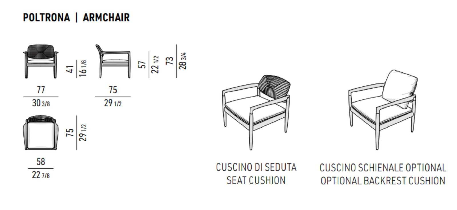 Minotti Уличное кресло Yoko "Cord" Outdoor от Minotti