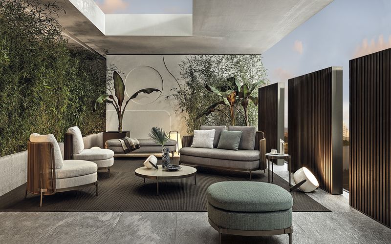 Minotti Уличный диван Tape "Cord" Outdoor от Minotti — в интерьере