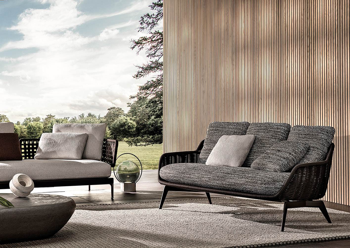 Minotti Уличный диван Belt "Cord" Outdoor от Minotti — в интерьере