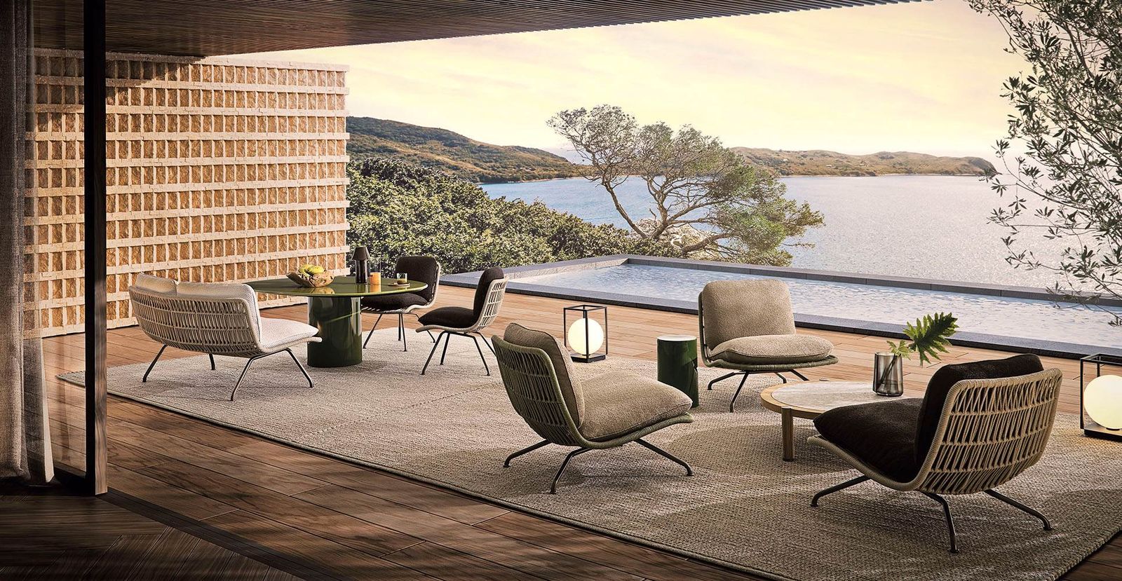 Minotti Уличный диван Pattie "Cord" Outdoor от Minotti — в интерьере