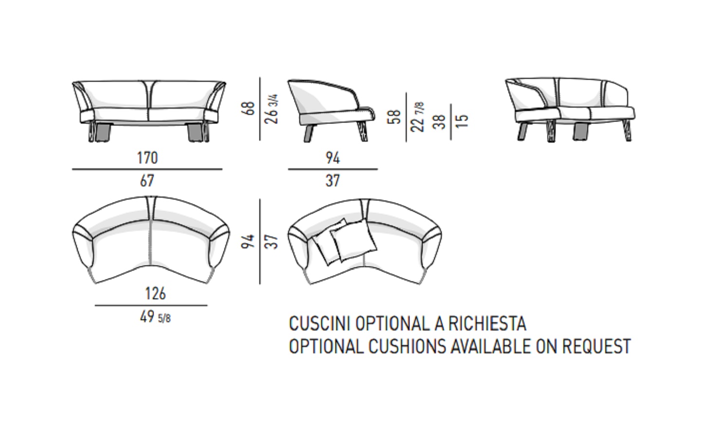 Minotti Диван Reeves "Semi-Round Lounge Sofa" от Minotti