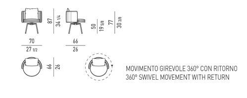 Minotti Стул обеденный Torii Swivel Muschio от Minotti