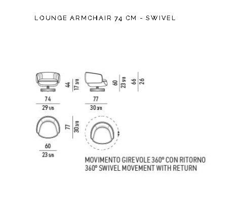 Minotti Кресло Vivienne Lounge Swivel Cedro/Chrome от Minotti