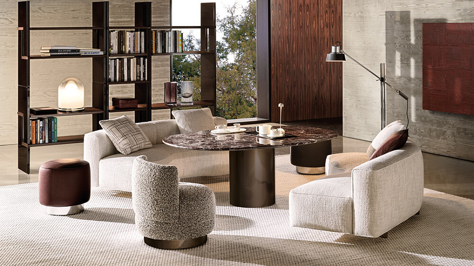 Minotti Пуф Yves Nabuk Fango от Minotti — в интерьере