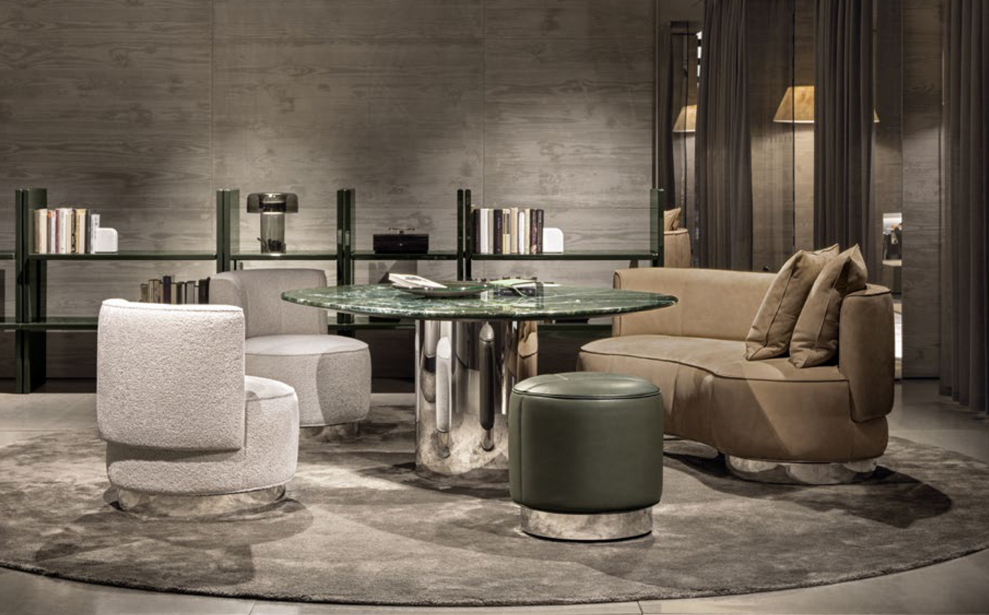 Minotti Пуф Yves Nabuk Fango от Minotti — в интерьере