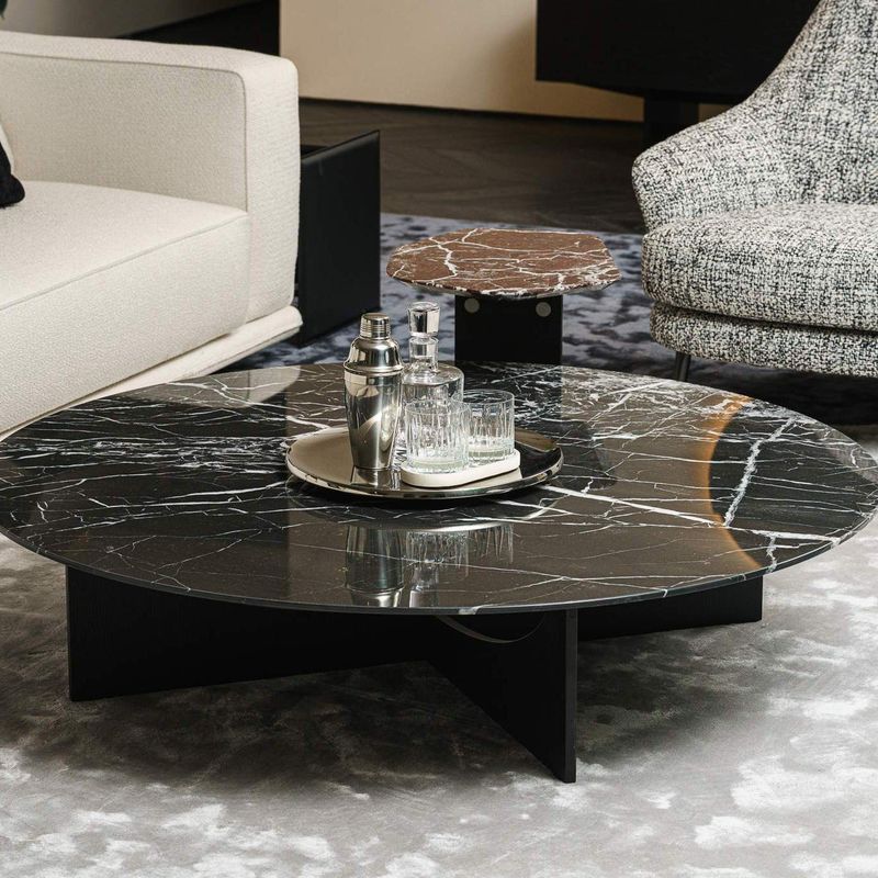 Minotti Журнальный столик Lido Round Black White marble от Minotti — в интерьере