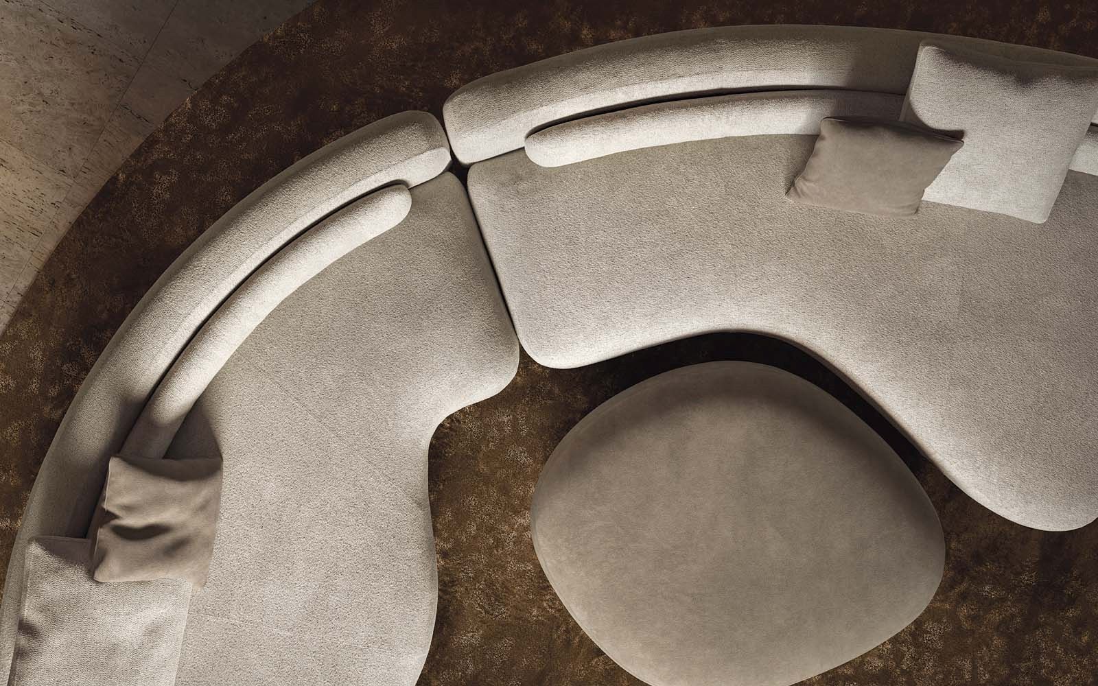 Minotti Банкетка Bezier Leather Carmel Muschio от Minotti — в интерьере