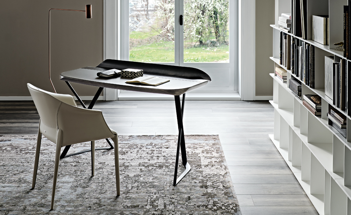 Cattelan Italia Письменный стол Cocoon Leather GFM11 Titanium/brushed grey от Cattelan Italia — в интерьере