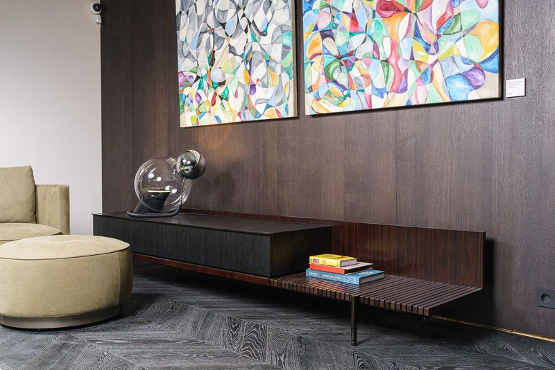 Minotti Низкий комод Superquadra от Minotti — в интерьере