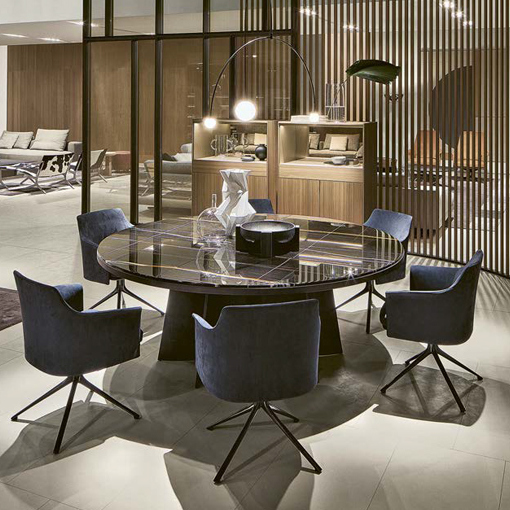 Poliform Круглый стол мраморный Kensington 200 Sahara noir от Poliform — в интерьере