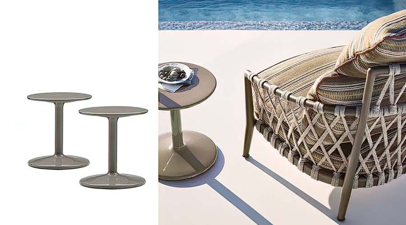 B&B Italia Уличный журнальный столик Spool Outdoor glossy dove grey от B&B Italia — в интерьере