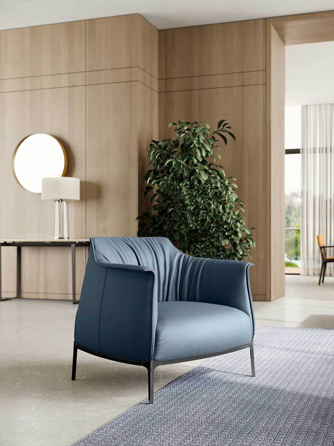 Poltrona Frau Кресло Archibald Pelle Steel blue от Poltrona Frau — в интерьере